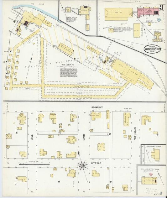 Sanborn Fire Insurance Map from Winnsboro, Wood County, Texas (1904), Sheet #0003 - Historic Sanborn Fire Insurance Map Print, vintage old map wall art, antique decor, genealogy gift, Texas Texas map