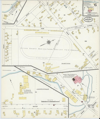 Sanborn Fire Insurance Map from Norway, Oxford County, Maine (1913), Sheet #0006 - Complete Map Set gallery image, historic Sanborn map, vintage wall art, Maine Maine
