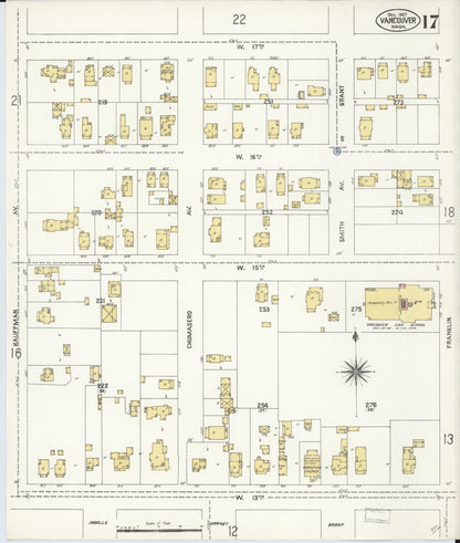Sanborn Fire Insurance Map from Vancouver, Clark County, Washington (1907), Sheet #0017 - Complete Map Set gallery image, historic Sanborn map, vintage wall art, Washington Washington