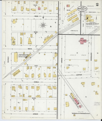 Sanborn Fire Insurance Map from Marcellus, Cass County, Michigan (1899), Sheet #0002 - Complete Map Set gallery image, historic Sanborn map, vintage wall art, Michigan Michigan