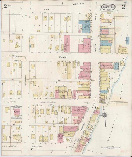Sanborn Fire Insurance Map from Granite Falls, Yellow Medicine And Chippewa Counties, Minnesota (1941), Sheet #0002 - Historic Sanborn Fire Insurance Map Print, vintage old map wall art, antique decor, genealogy gift, Minnesota Minnesota map