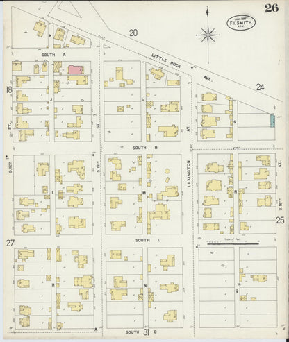 Sanborn Fire Insurance Map from Fort Smith, Sebastian County, Arkansas (1897), Sheet #0026 - Complete Map Set gallery image, historic Sanborn map, vintage wall art, Arkansas Arkansas