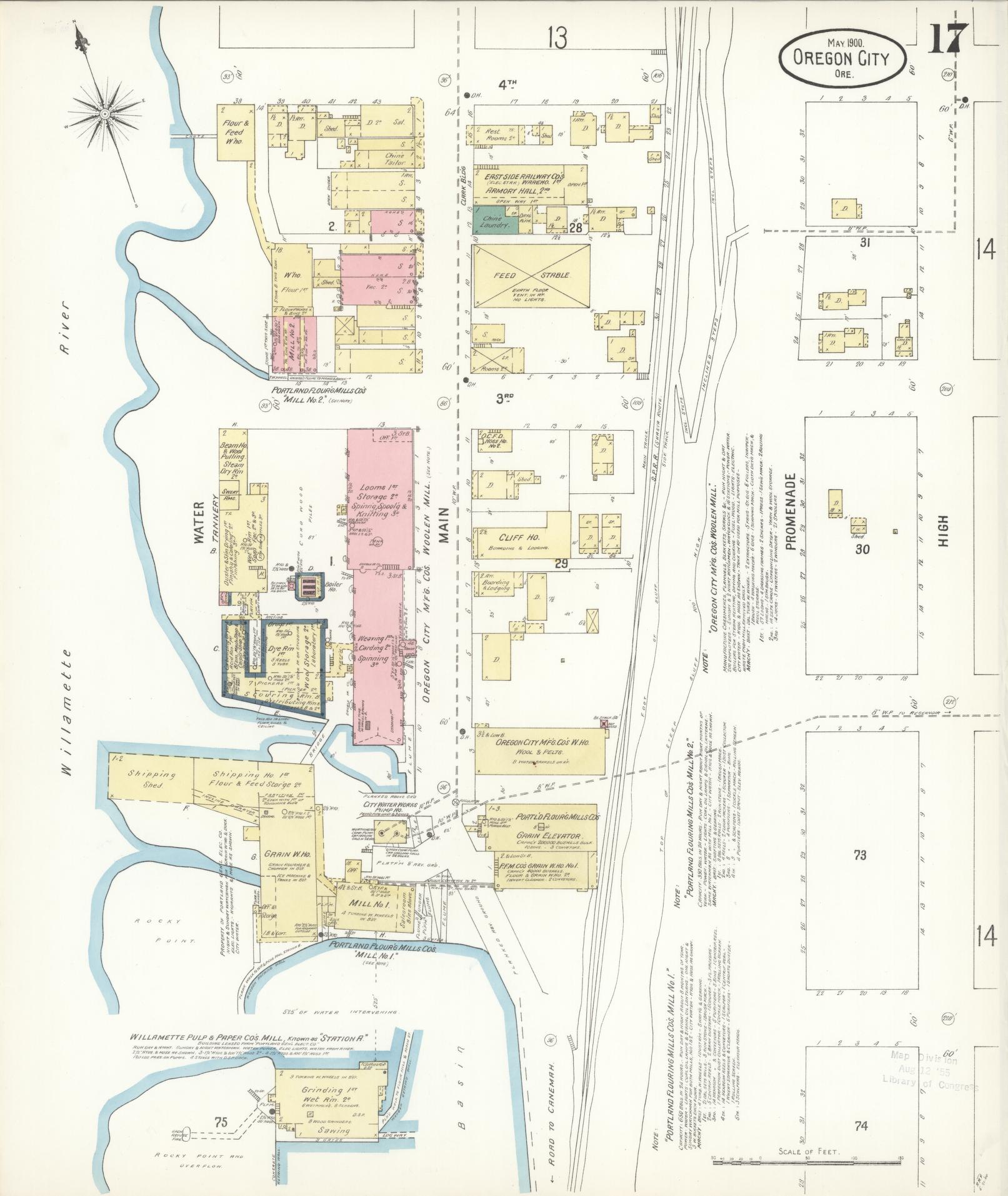 Sanborn Fire Insurance Map from Oregon City, Clackamas County, Oregon (1900), Sheet #0017 - Complete Map Set gallery image, historic Sanborn map, vintage wall art, Oregon Oregon