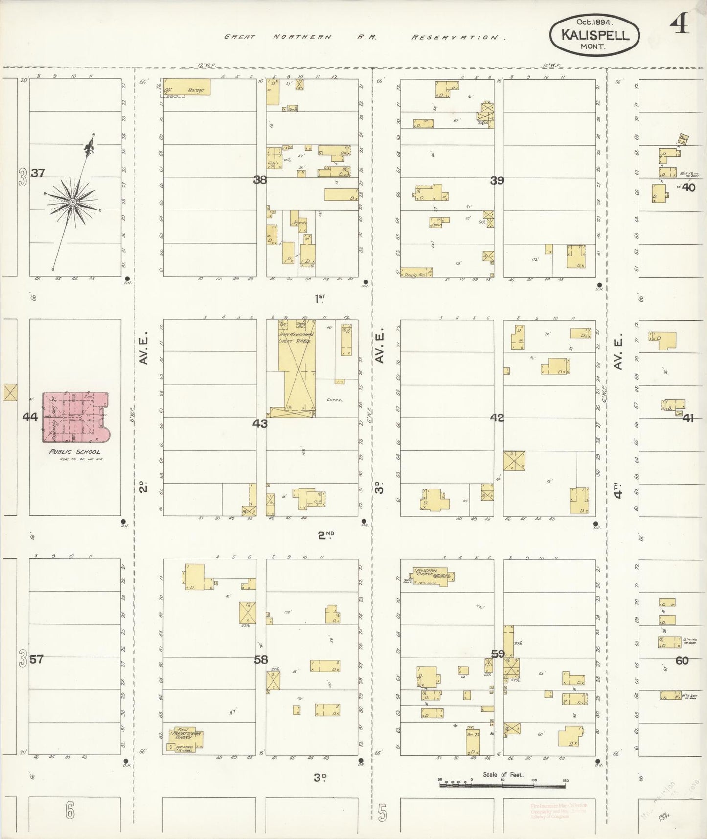Sanborn Fire Insurance Map from Kalispell, Flathead County, Montana (1894), Sheet #0004 - Complete Map Set gallery image, historic Sanborn map, vintage wall art, Montana Montana