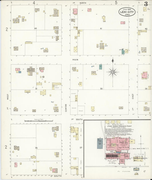 Sanborn Fire Insurance Map from Lehi, Utah County, Utah (1898), Sheet #0003 - Historic Sanborn Fire Insurance Map Print, vintage old map wall art, antique decor, genealogy gift, Lehi Utah map