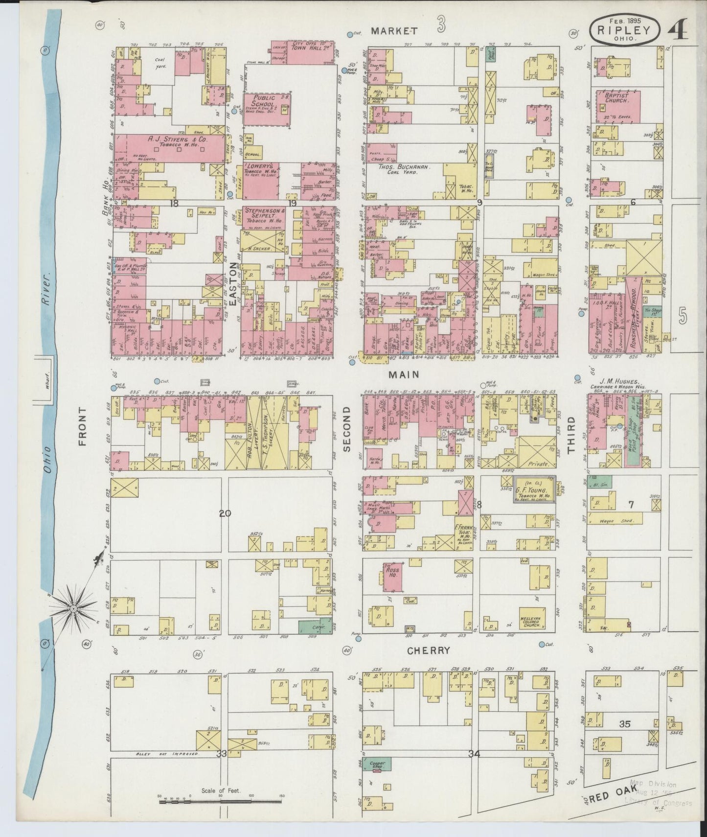Sanborn Fire Insurance Map from Ripley, Brown County, Ohio (1895), Sheet #0004 - Historic Sanborn Fire Insurance Map Print, vintage old map wall art, antique decor, genealogy gift, Ohio Ohio map