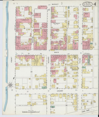 Sanborn Fire Insurance Map from Ripley, Brown County, Ohio (1895), Sheet #0004 - Historic Sanborn Fire Insurance Map Print, vintage old map wall art, antique decor, genealogy gift, Ohio Ohio map