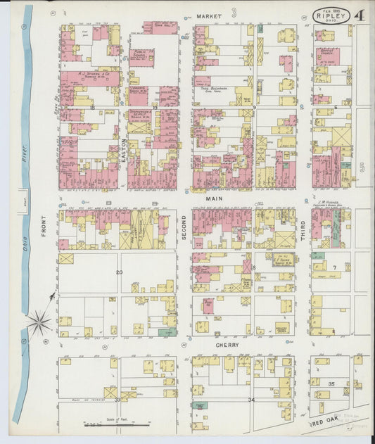 Sanborn Fire Insurance Map from Ripley, Brown County, Ohio (1895), Sheet #0004 - Historic Sanborn Fire Insurance Map Print, vintage old map wall art, antique decor, genealogy gift, Ohio Ohio map