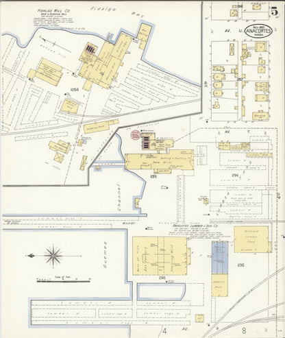 Sanborn Fire Insurance Map from Anacortes, Skagit County, Washington (1907), Sheet #0005 - Complete Map Set gallery image, historic Sanborn map, vintage wall art, Washington Washington