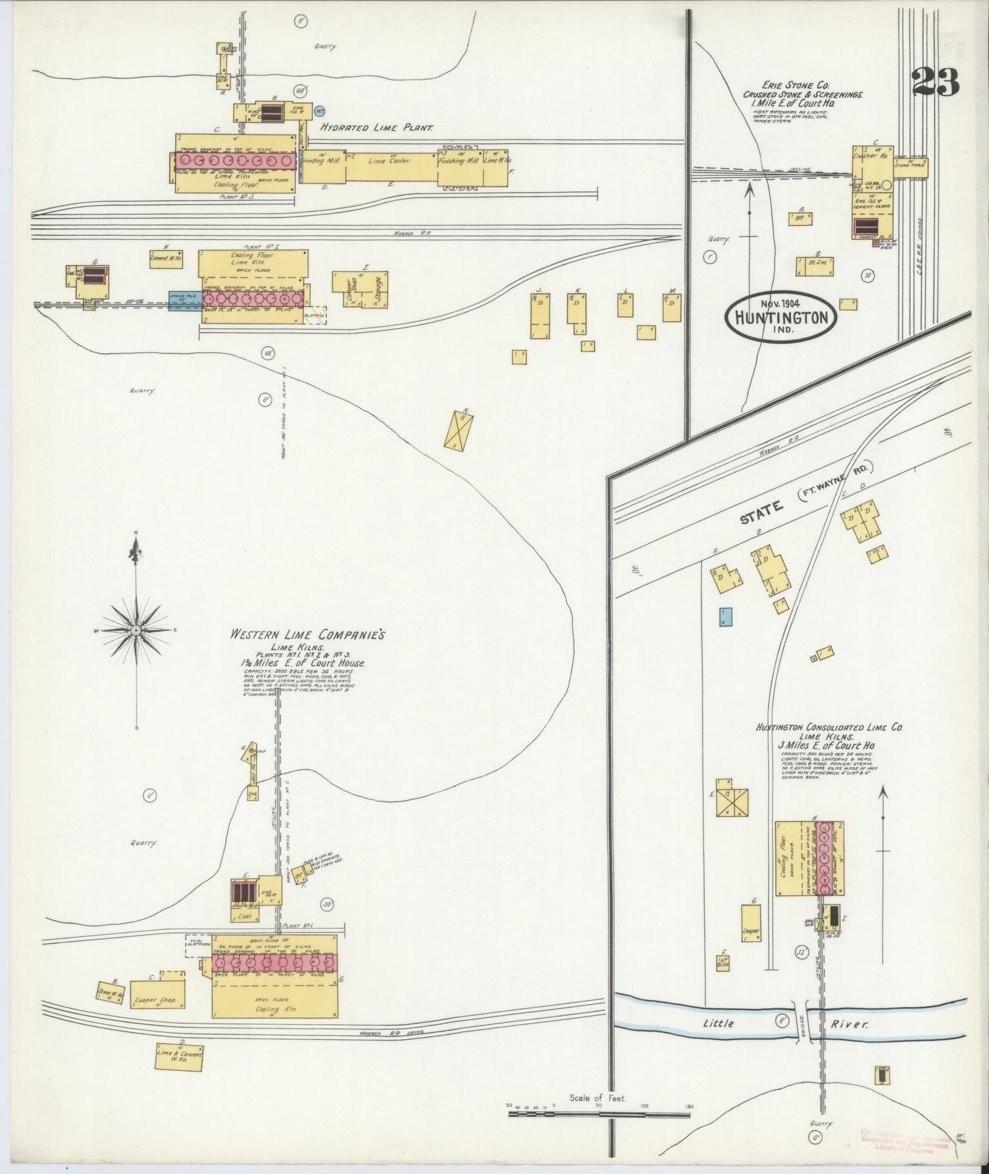 Sanborn Fire Insurance Map from Huntington, Huntington County, Indiana (1904), Sheet #0023 - Complete Map Set gallery image, historic Sanborn map, vintage wall art, Indiana Indiana