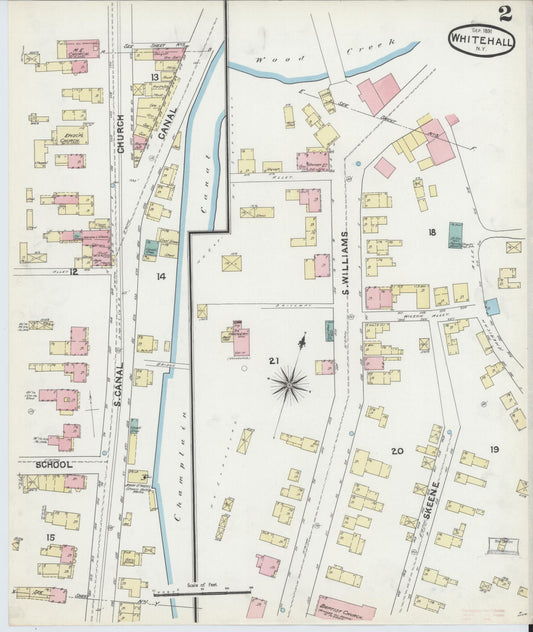 Sanborn Fire Insurance Map from Whitehall, Washington County, New York (1891), Sheet #0002 - Historic Sanborn Fire Insurance Map Print, vintage old map wall art, antique decor, genealogy gift, New York New York map