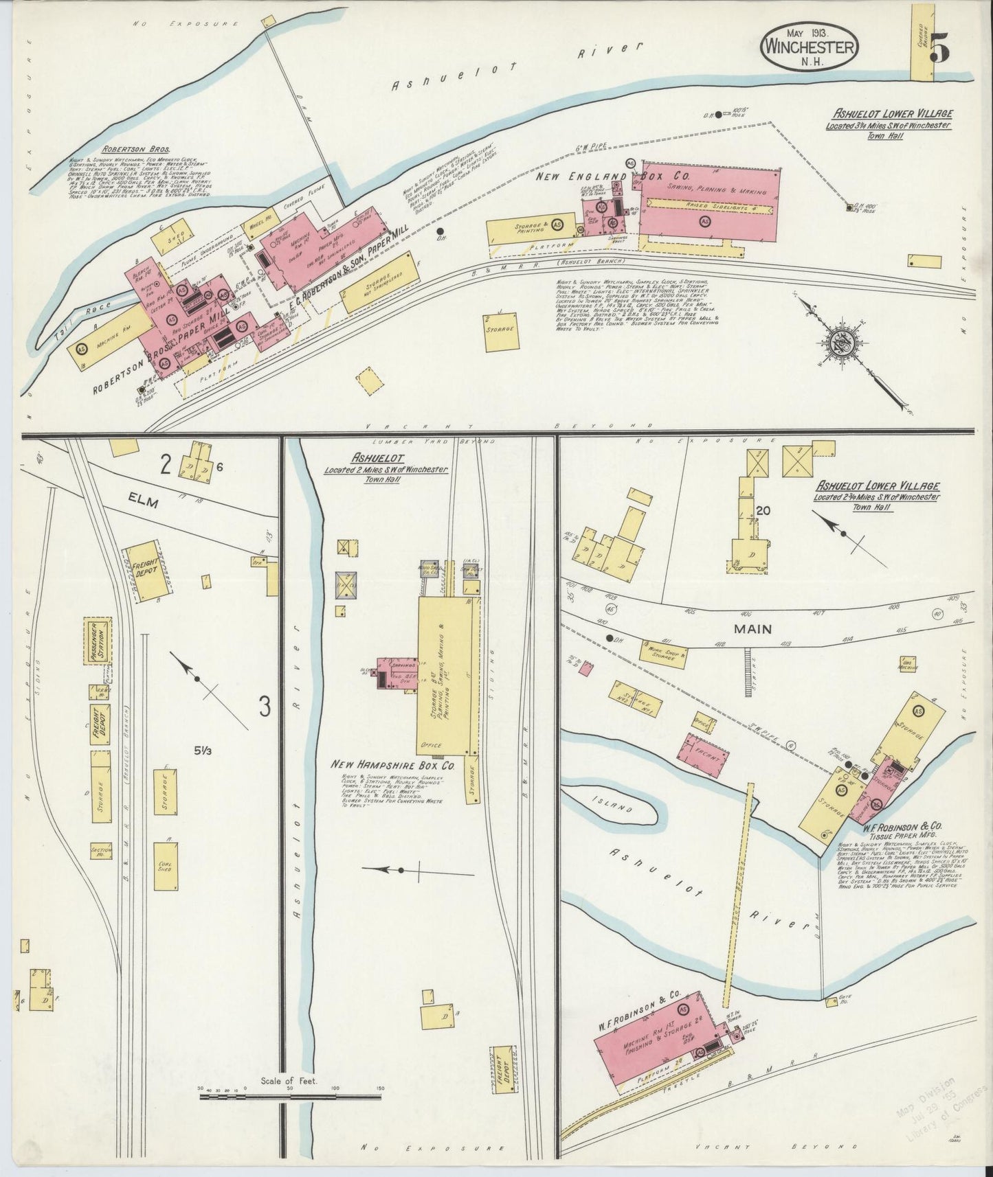 Sanborn Fire Insurance Map from Winchester, Cheshire County, New Hampshire (1913), Sheet #0005 - Complete Map Set gallery image, historic Sanborn map, vintage wall art, New Hampshire New Hampshire