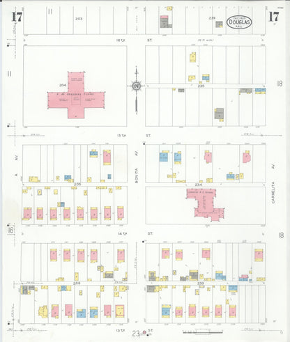 Sanborn Fire Insurance Map from Douglas, Cochise County, Arizona (1929), Sheet #0017 - Complete Map Set gallery image, historic Sanborn map, vintage wall art, Arizona Arizona