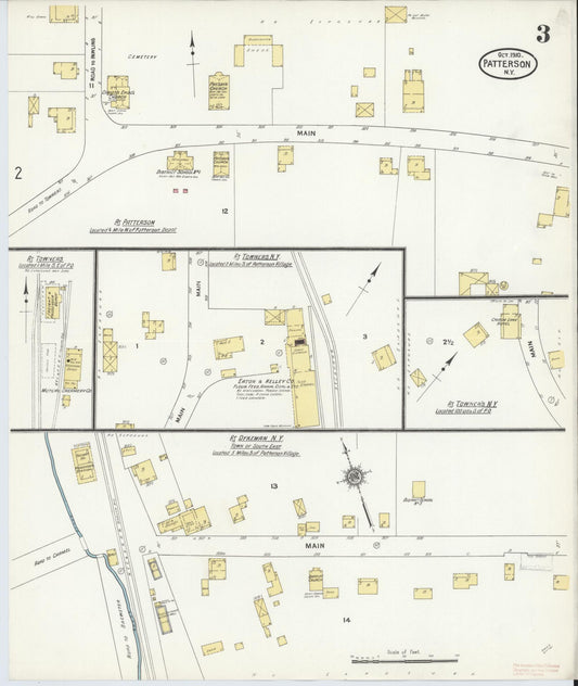 Sanborn Fire Insurance Map from Patterson, Putnam County, New York (1910), Sheet #0003 - Historic Sanborn Fire Insurance Map Print, vintage old map wall art, antique decor, genealogy gift, New York New York map