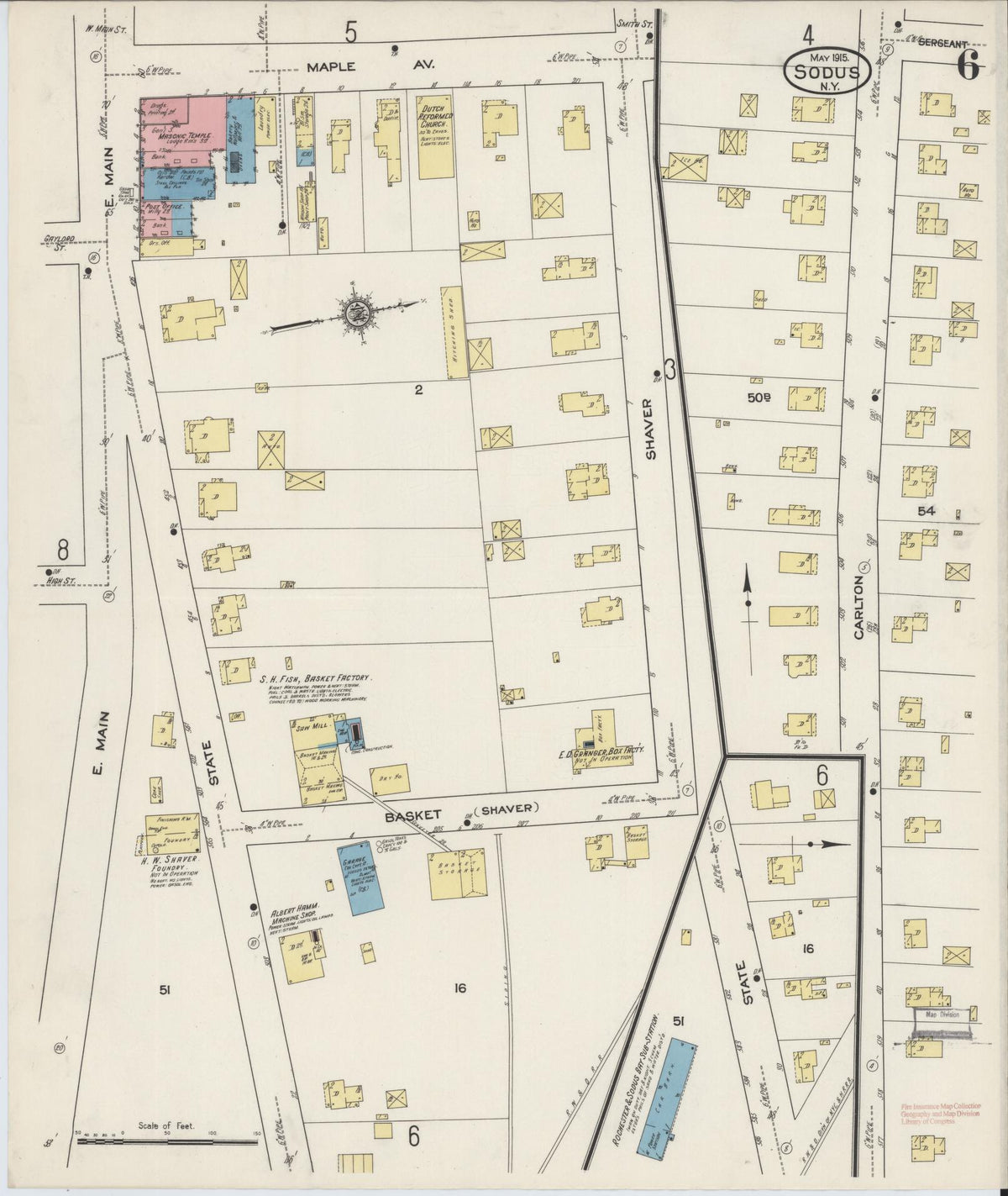 Sanborn Fire Insurance Map from Sodus, Wayne County, New York (1915), Sheet #0006 - Historic Sanborn Fire Insurance Map Print, vintage old map wall art, antique decor, genealogy gift, New York New York map
