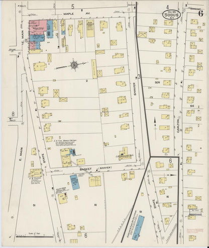 Sanborn Fire Insurance Map from Sodus, Wayne County, New York (1915), Sheet #0006 - Historic Sanborn Fire Insurance Map Print, vintage old map wall art, antique decor, genealogy gift, New York New York map