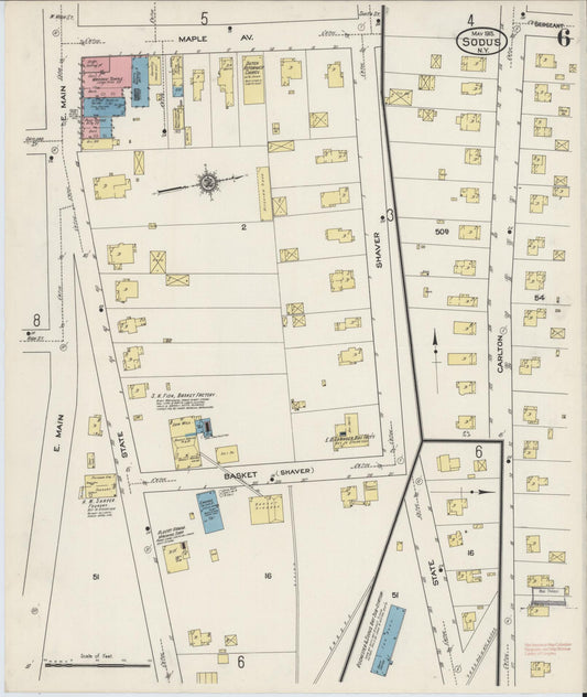 Sanborn Fire Insurance Map from Sodus, Wayne County, New York (1915), Sheet #0006 - Historic Sanborn Fire Insurance Map Print, vintage old map wall art, antique decor, genealogy gift, New York New York map