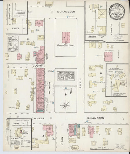 Sanborn Fire Insurance Map from Chardon, Geauga County, Ohio (1884), Sheet #0001 - Historic Sanborn Fire Insurance Map Print, vintage old map wall art, antique decor, genealogy gift, Ohio Ohio map