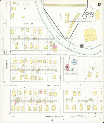 Sanborn Fire Insurance Map from Salina, Saline County, Kansas (1911), Sheet #0015 - Complete Map Set gallery image, historic Sanborn map, vintage wall art, Kansas Kansas