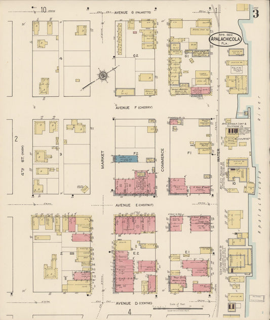 Sanborn Fire Insurance Map from Apalachicola, Franklin County, Florida (1922), Sheet #0003 - Historic Sanborn Fire Insurance Map Print, vintage old map wall art, antique decor, genealogy gift, Florida Florida map