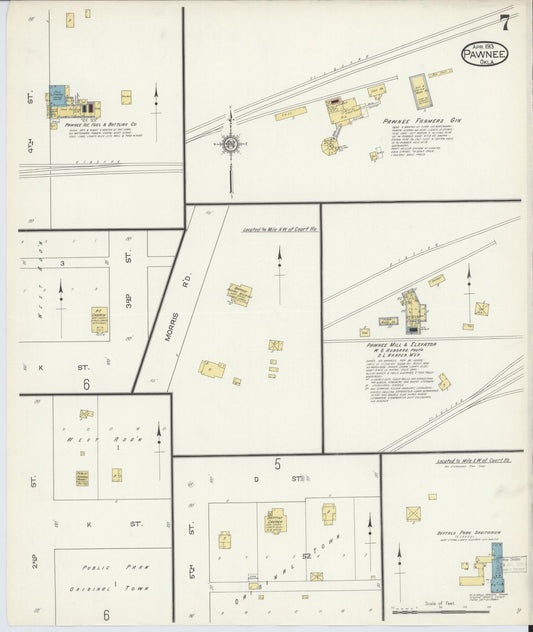 Sanborn Fire Insurance Map from Pawnee, Pawnee County, Oklahoma (1913), Sheet #0007 - Historic Sanborn Fire Insurance Map Print, vintage old map wall art, antique decor, genealogy gift, Oklahoma Oklahoma map