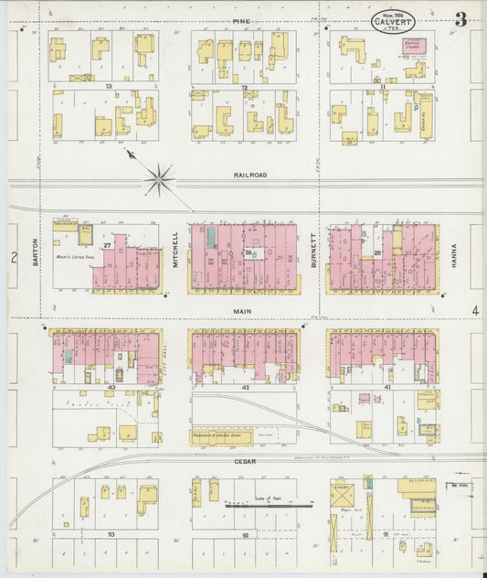 Sanborn Fire Insurance Map from Calvert, Robertson County, Texas (1906), Sheet #0003 - Historic Sanborn Fire Insurance Map Print, vintage old map wall art, antique decor, genealogy gift, Texas Texas map