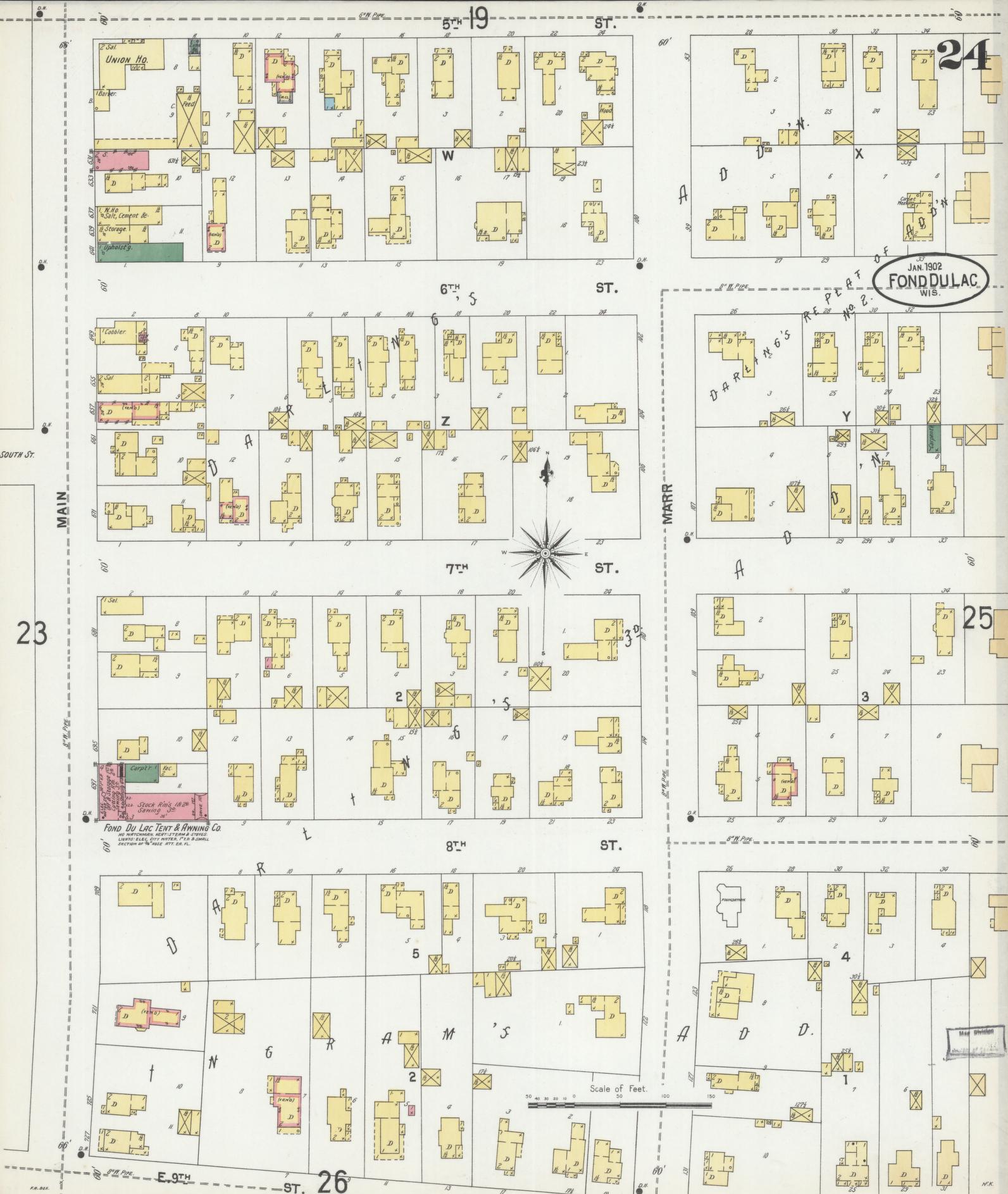 Sanborn Fire Insurance Map from Fond du Lac, Fond du Lac County, Wisconsin (1902), Sheet #0024 - Complete Map Set gallery image, historic Sanborn map, vintage wall art, Wisconsin Wisconsin