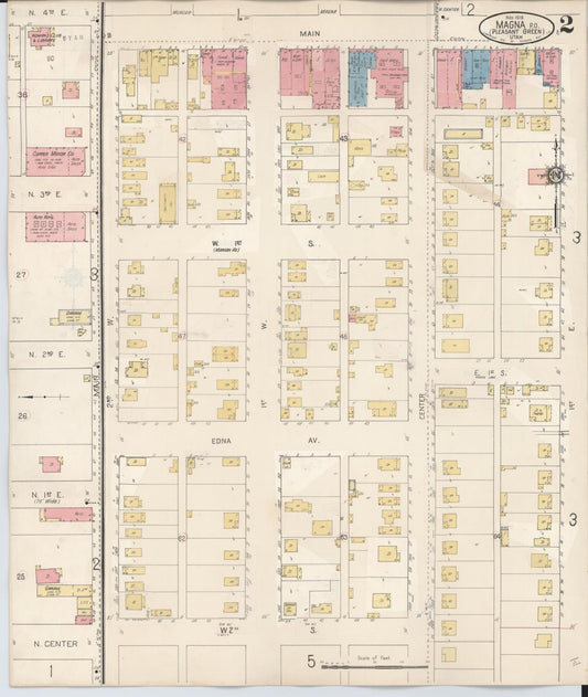 Sanborn Fire Insurance Map from Magna, Salt Lake County, Utah (1931), Sheet #0002 - Historic Sanborn Fire Insurance Map Print, vintage old map wall art, antique decor, genealogy gift, Utah Utah map