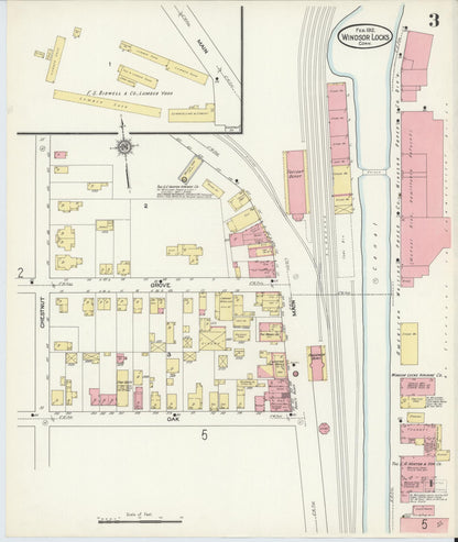 Sanborn Fire Insurance Map from Windsor Locks, Hartford County, Connecticut (1912), Sheet #0003 - Complete Map Set gallery image, historic Sanborn map, vintage wall art, Connecticut Connecticut