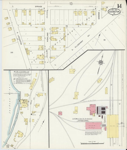 Sanborn Fire Insurance Map from Covington, Independent Cities, Virginia (1913), Sheet #0014 - Complete Map Set gallery image, historic Sanborn map, vintage wall art, Virginia Virginia