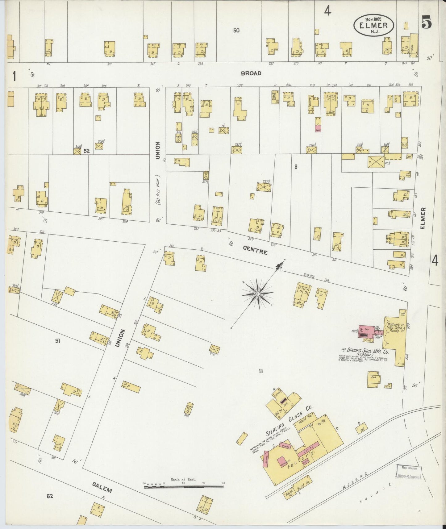 Sanborn Fire Insurance Map from Elmer, Salem County, New Jersey (1902), Sheet #0005 - Historic Sanborn Fire Insurance Map Print, vintage old map wall art, antique decor, genealogy gift, New Jersey New Jersey map