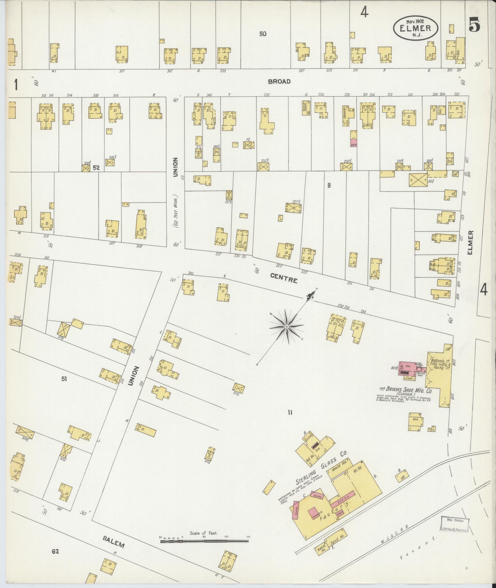 Sanborn Fire Insurance Map from Elmer, Salem County, New Jersey (1902), Sheet #0005 - Historic Sanborn Fire Insurance Map Print, vintage old map wall art, antique decor, genealogy gift, New Jersey New Jersey map