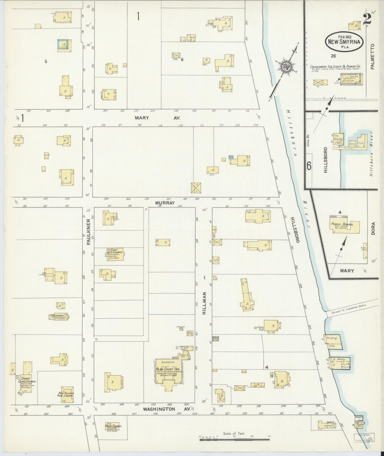 Sanborn Fire Insurance Map from New Smyrna, Valusia County, Florida (1912), Sheet #0002 - Complete Map Set gallery image, historic Sanborn map, vintage wall art, Florida Florida