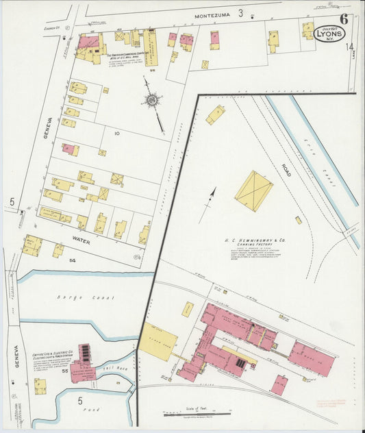 Sanborn Fire Insurance Map from Lyons, Wayne County, New York (1917), Sheet #0006 - Historic Sanborn Fire Insurance Map Print, vintage old map wall art, antique decor, genealogy gift, New York New York map