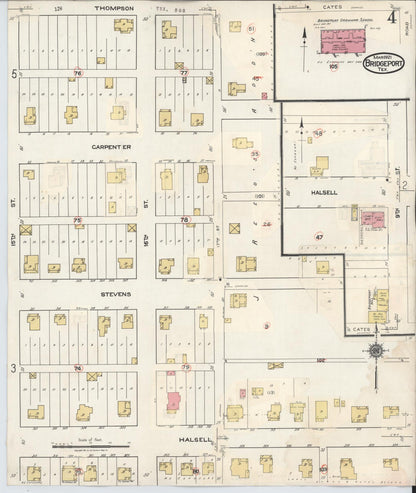 Sanborn Fire Insurance Map from Bridgeport, Wise County, Texas (1944), Sheet #0004 - Historic Sanborn Fire Insurance Map Print, vintage old map wall art, antique decor, genealogy gift, Texas Texas map