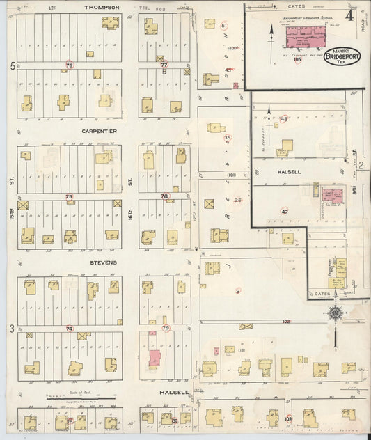 Sanborn Fire Insurance Map from Bridgeport, Wise County, Texas (1944), Sheet #0004 - Historic Sanborn Fire Insurance Map Print, vintage old map wall art, antique decor, genealogy gift, Texas Texas map