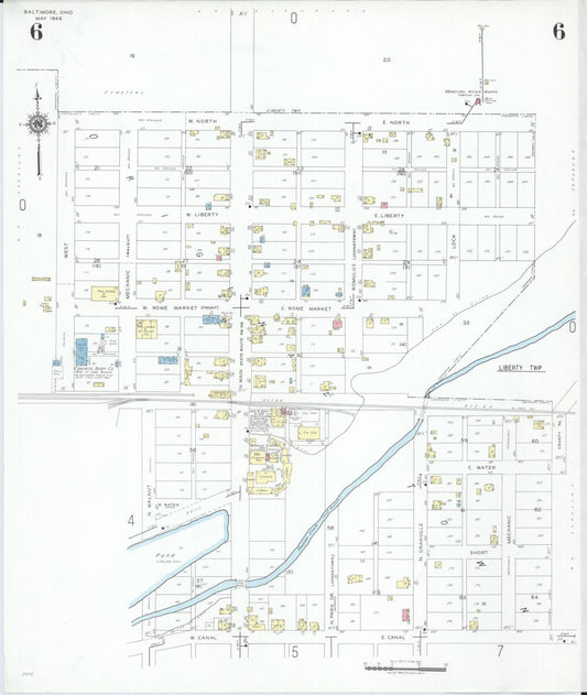 Sanborn Fire Insurance Map from Baltimore, Fairfield County, Ohio (1946), Sheet #0006 - Historic Sanborn Fire Insurance Map Print, vintage old map wall art, antique decor, genealogy gift, Ohio Ohio map