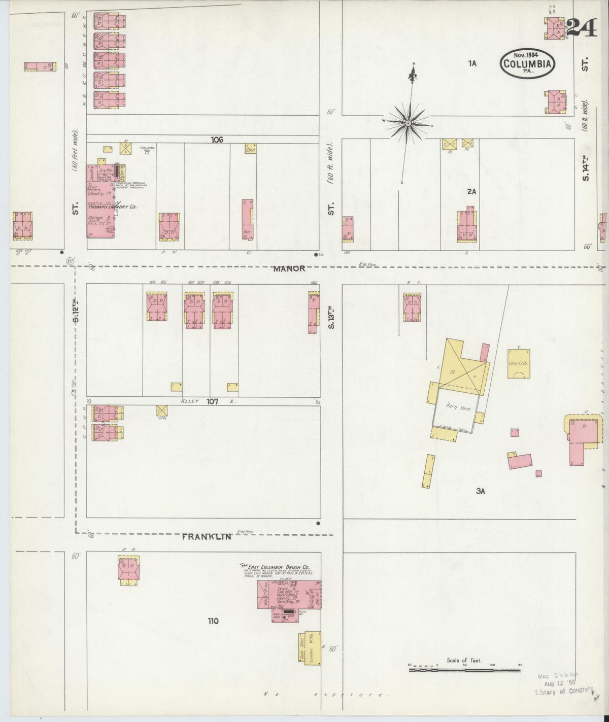Sanborn Fire Insurance Map from Columbia, Lancaster County, Pennsylvania (1904), Sheet #0024 - Complete Map Set gallery image, historic Sanborn map, vintage wall art, Pennsylvania Pennsylvania
