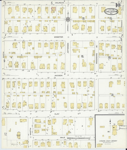 Sanborn Fire Insurance Map from Chillicothe, Livingston County, Missouri (1916), Sheet #0010 - Complete Map Set gallery image, historic Sanborn map, vintage wall art, Missouri Missouri