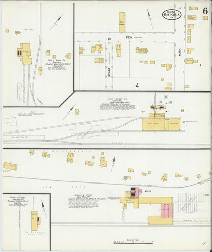Sanborn Fire Insurance Map from Emporia, Independent Cities, Virginia (1904), Sheet #0006 - Historic Sanborn Fire Insurance Map Print, vintage old map wall art, antique decor, genealogy gift, Virginia Virginia map