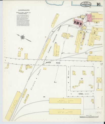 Sanborn Fire Insurance Map from Cheboygan, Cheboygan County, Michigan (1915), Sheet #0016 - Historic Sanborn Fire Insurance Map Print, vintage old map wall art, antique decor, genealogy gift, Michigan Michigan map