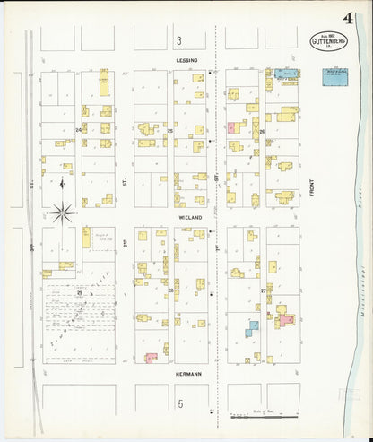 Sanborn Fire Insurance Map from Guttenberg, Clayton County, Iowa (1902), Sheet #0004 - Historic Sanborn Fire Insurance Map Print