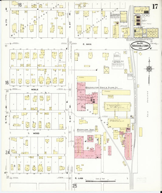 Sanborn Fire Insurance Map from Marshalltown, Marshall County, Iowa (1910), Sheet #0017 - Historic Sanborn Fire Insurance Map Print, vintage old map wall art