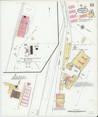Sanborn Fire Insurance Map from Sapulpa, Creek County, Oklahoma (1920), Sheet #0013 - Complete Map Set gallery image, historic Sanborn map, vintage wall art, Oklahoma Oklahoma