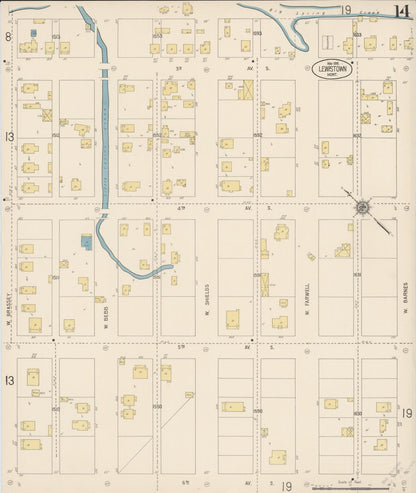 Sanborn Fire Insurance Map from Lewistown, Fergus County, Montana (1916), Sheet #0014 - Complete Map Set gallery image, historic Sanborn map, vintage wall art, Montana Montana