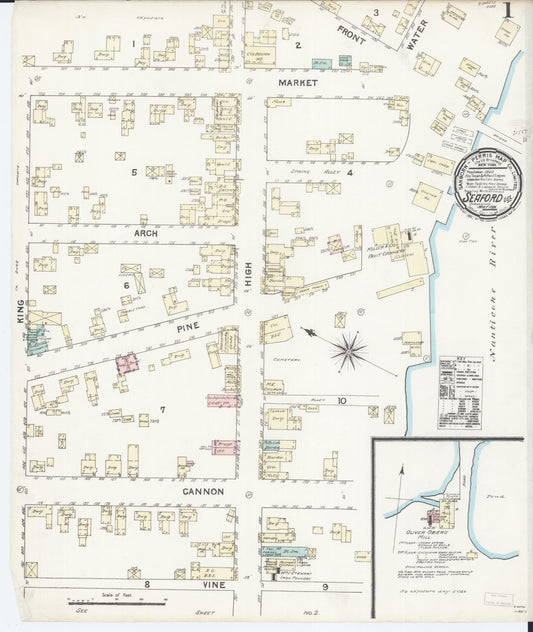 Sanborn Fire Insurance Map from Seaford, Sussex County, Delaware (1891), Sheet #0001 - Complete Map Set gallery image, historic Sanborn map, vintage wall art, Delaware Delaware
