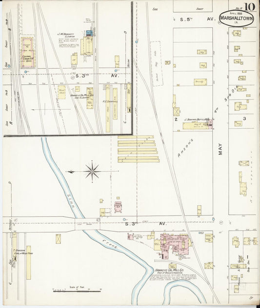 Sanborn Fire Insurance Map from Marshalltown, Marshall County, Iowa (1888), Sheet #0010 - Historic Sanborn Fire Insurance Map Print, vintage old map wall art