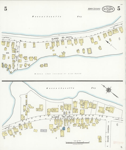 Sanborn Fire Insurance Map from Scituate, Plymouth County, Massachusetts (1926), Sheet #0005 - Historic Sanborn Fire Insurance Map Print, vintage old map wall art, antique decor, genealogy gift, Massachusetts Massachusetts map