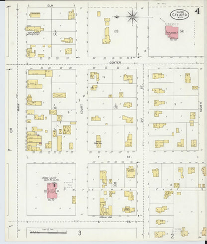 Sanborn Fire Insurance Map from Gaylord, Otsego County, Michigan (1898), Sheet #0004 - Complete Map Set gallery image, historic Sanborn map, vintage wall art, Michigan Michigan