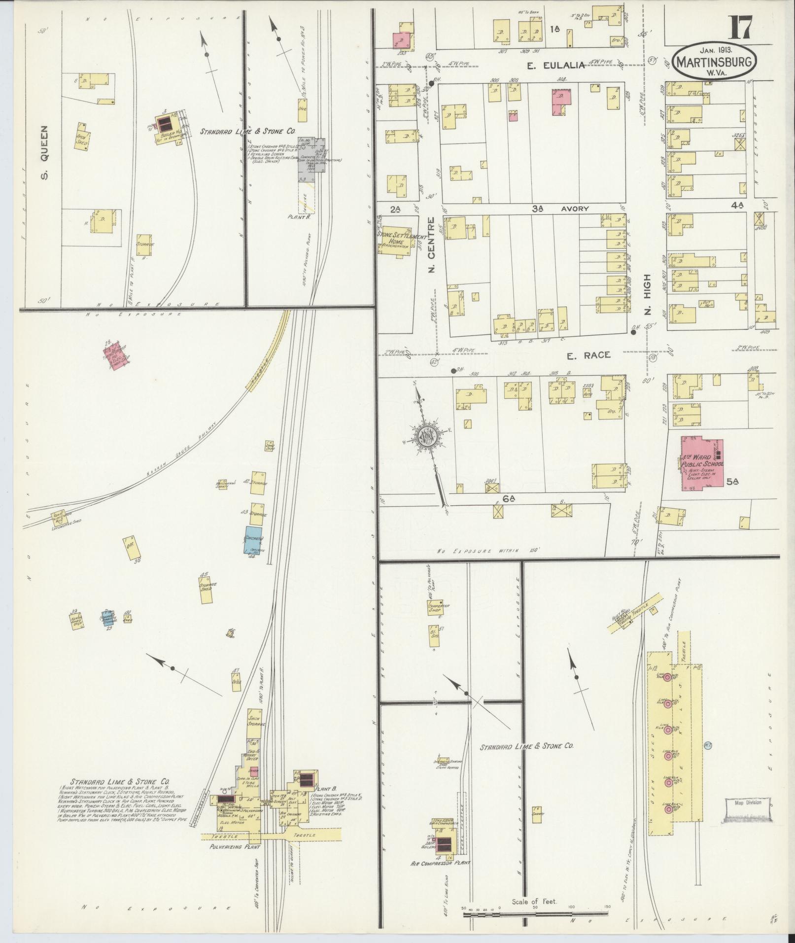 Sanborn Fire Insurance Map from Martinsburg, Berkeley County, West Virginia (1913), Sheet #0017 - Historic Sanborn Fire Insurance Map Print, vintage old map wall art, antique decor, genealogy gift, West Virginia West Virginia map